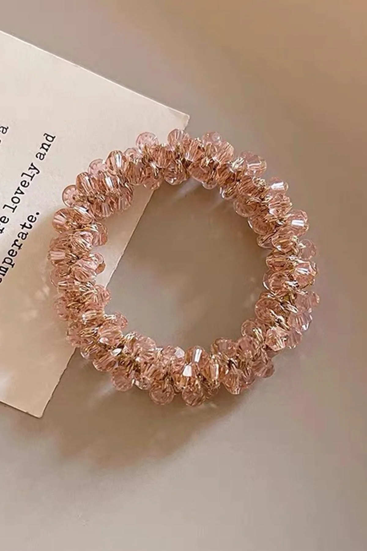 Pembe Renk Taşlı Lastik Toka