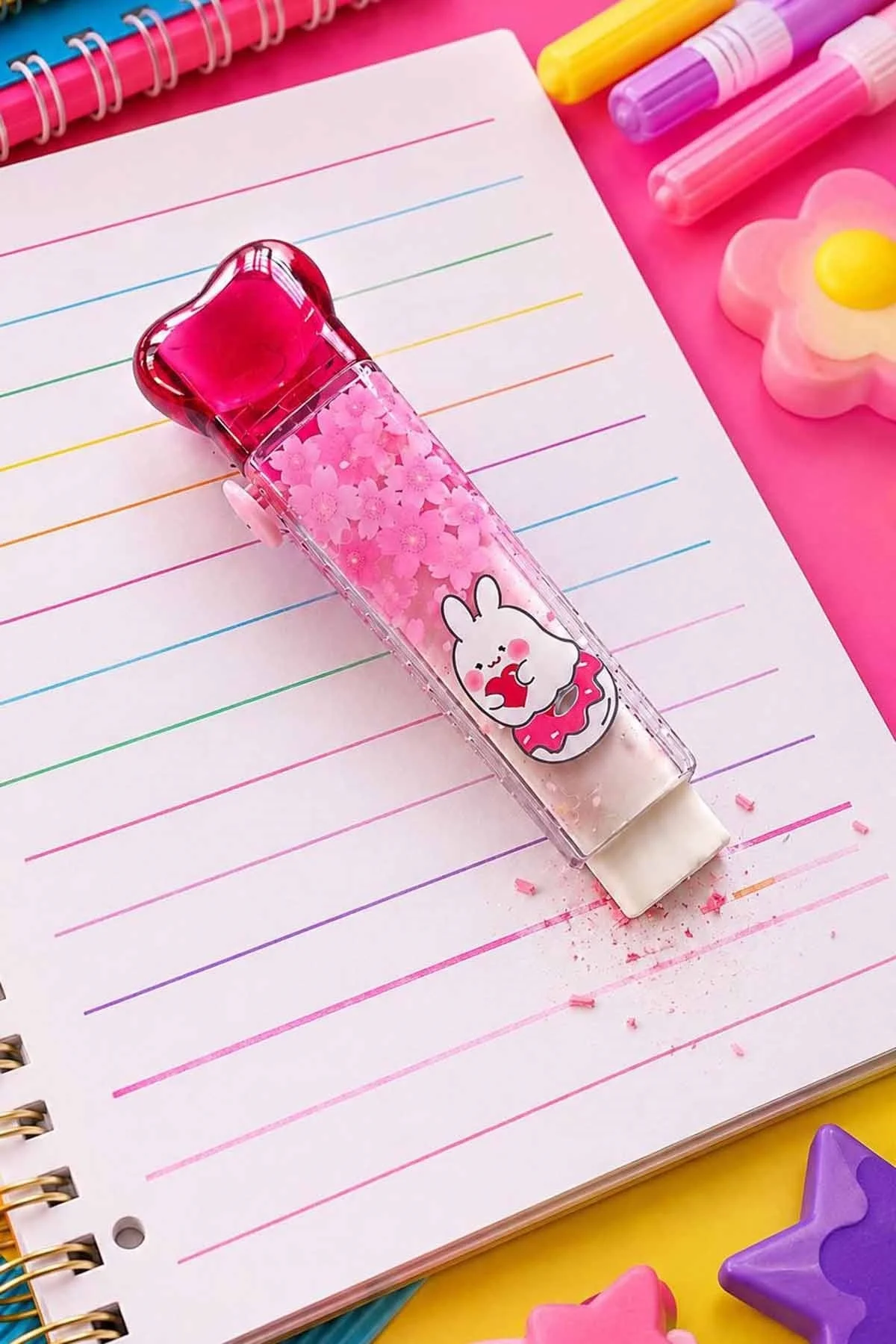 Pembe Renk Tavşan Figürlü Silgi