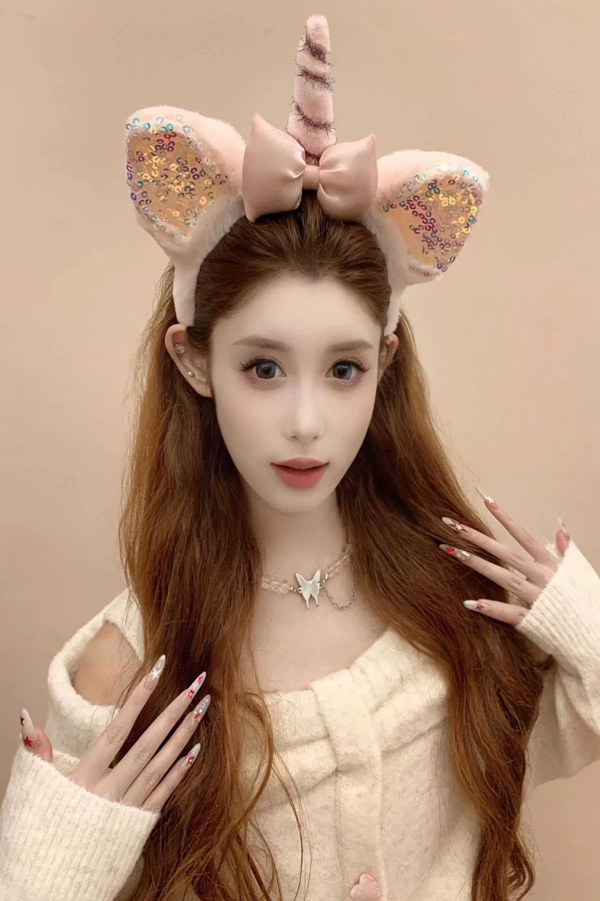 Pembe Renk Unicorn Figürlü Peluş Taç