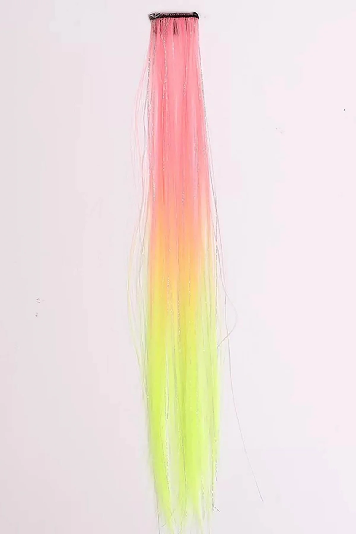 Sarı Ve Pembe Renk Simli Yan Postiş (50cm)