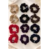 12li Karışık Renk Kadife Simit Toka Set