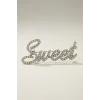 Gümüş Renk Sweet Yazılı Taşlı Broş