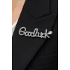 Gümüş Renk Good Luck Yazılı Taşlı Broş
