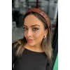 Acı Kahve Renk Örgülü Deri Taç