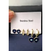 Altın Renk 6lı Karışık Figürlü Çelik Küpe Set