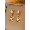 Altın Renk K Harf Çelik Küpe (Çift)