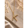 Altın Renk K Harfli Taşlı Tx Kolye