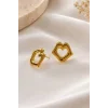 Altın Renk Kalp Figürlü Çelik Küpe (Çift)