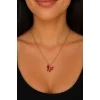 Altın Renk Kelebek Figürlü Çelik Kolye