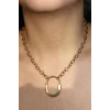 Altın Renk Kilit Figürlü Çelik Kolye
