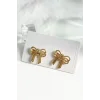 Altın Renk Kurdele Figürlü Çelik Küpe (Çift)