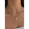 Altın Renk Papatya Figürlü Kolye