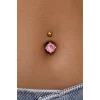 Altın Renk Pembe Taşlı Cerrahi Çelik Göbek Piercing