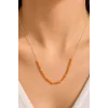Altın  Renk Taş Ve Top  Detaylı  Kolye