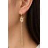 Altın Renk Taşlı Sallantılı 14K Altın Kaplama Küpe (Çift)