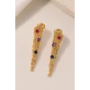 Altın Renk Taşlı Tx Küpe (Çift)