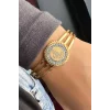 Altın Renk Tuğra Figürlü Çelik Kelepçe Bileklik