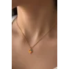 Altın Renk Yonca Figürlü Çelik Kolye