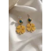 Altın Renk Yonca Figürlü Çelik Küpe (Çift)