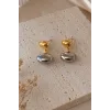 Altın Ve Gümüş Renk Çelik Küpe (Çift)