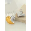 Altın Ve Gümüş Renk Kalp Figürlü Çelik Küpe (Çift)