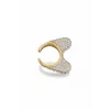 Altın Ve Gümüş Renk Taşlı Tx Ear Cuff  (Tek)