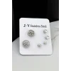 Gümüş Renk 6lı Karışık Figürlü Çelik Küpe Set