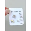 Gümüş Renk 6lı Karışık Figürlü Çelik Küpe Set
