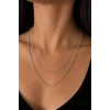 Gümüş Renk İkili Çelik Kolye