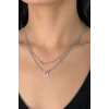 Gümüş Renk İkili Kolye