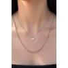 Gümüş Renk Kalp Figürlü  Çelik Kolye