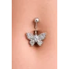 Gümüş Renk Kelebek Figürlü Cerrahi Çelik Göbek Piercing