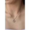 Gümüş Renk Taş Detaylı Çelik Kolye