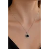 Gümüş  Renk  Taş Detaylı  Kolye