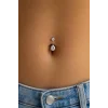 Gümüş Renk Taşlı Cerrahi Çelik Göbek Piercing