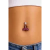 Gümüş Renk Taşlı Cerrahi Çelik Göbek Piercing