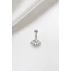Gümüş Renk Taşlı Cerrahi Çelik Göbek Piercing