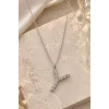 Gümüş Renk Y Harfli Taşlı Tx Kolye