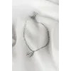 Gümüş Renk Yaprak Figürlü Çelik Halhal