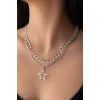 Gümüş Renk Yıldız Figürlü İkili Kolye