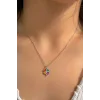 Gümüş Renk Yonca Figürlü Çelik Kolye
