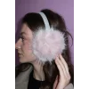 Gümüş Ve Pembe Renk Simli Peluş Kulaklık
