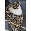 Leopar Desenli Saç Havlusu/Bonesi Lastikli