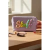 Mor Renk Stuff Yazılı Makyaj Çantası