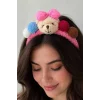 Pembe  Renk Ayıcık Figürlü Peluş Taç