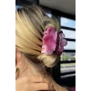Pembe Renk Çiçek Figürlü Kemik Mandal Toka