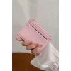 Pembe Renk Deri Kadın Cüzdan/Kartlık