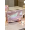 Pembe Renk Hologramlı Makyaj Çantası
