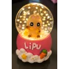 Pembe Renk Kedi Figürlü Işıklı Mini Kar Küresi