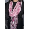 Pembe Renk Örgü Detaylı Şal